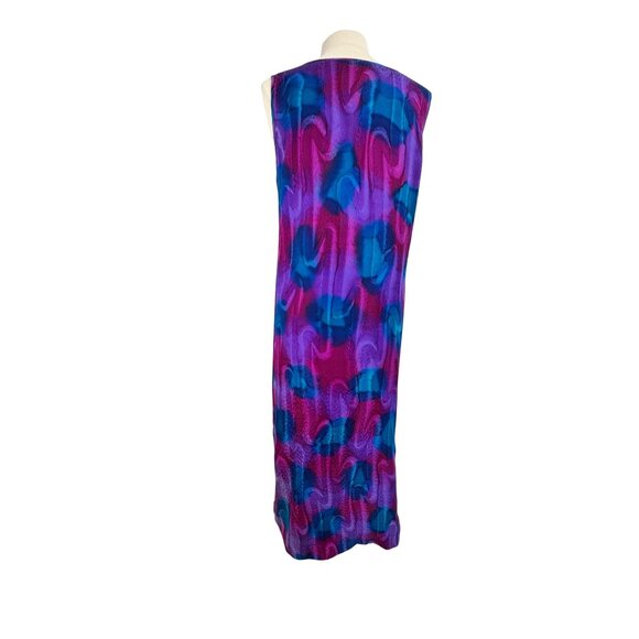 Rare Vintage Aliki Yamani Two-Piece Fuchsia Knit Top & Abstract Purple/Blue Midi - Picture 6 of 7